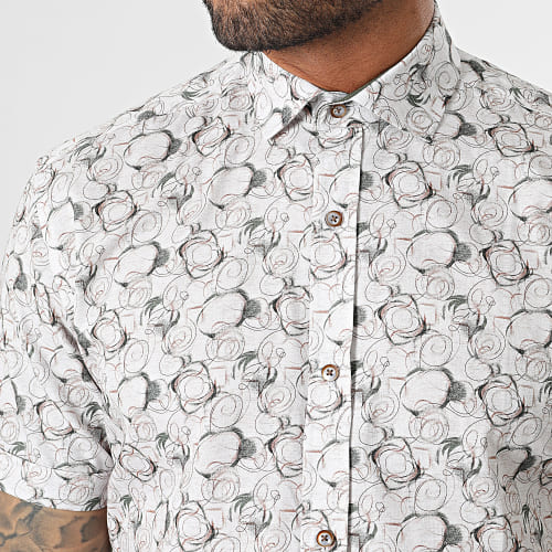 Chemise Manches Courtes Beige Chiné