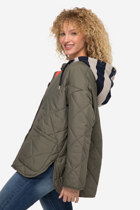 Wende-Steppjacke, 2 Farben, Rundhals, Langarm