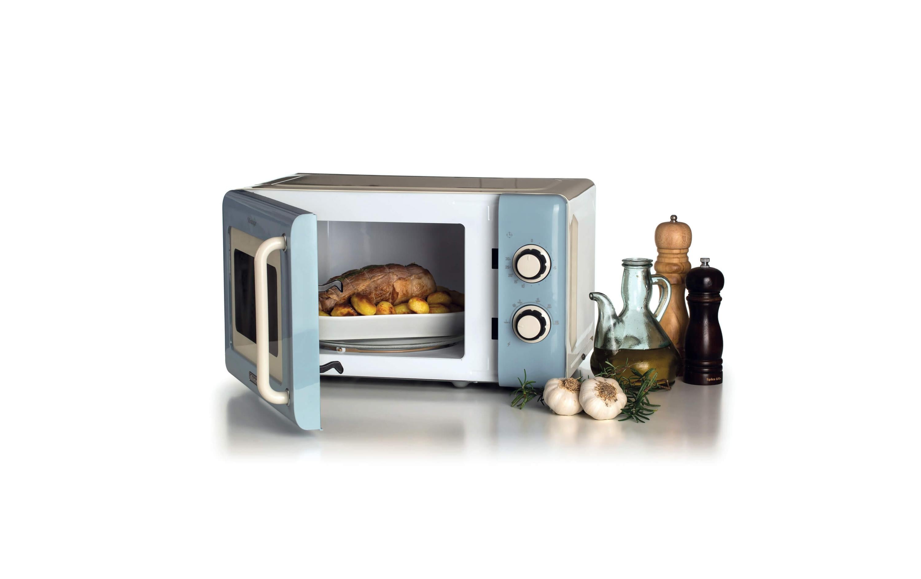 Mikrowelle Vintage Blau<br>Mikrowelle zum Kochen, Erhitzen und Auftauen