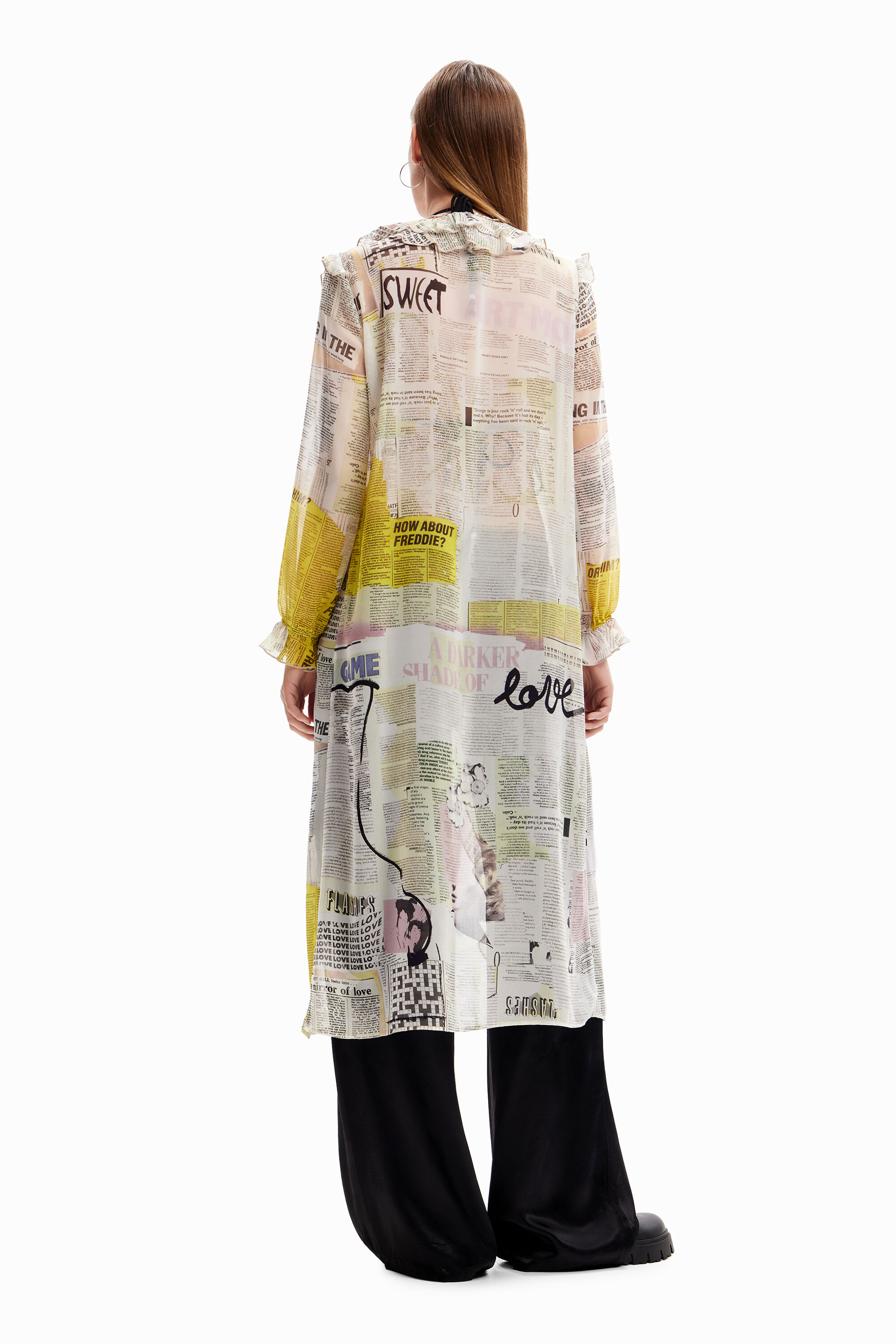 Blouse longue volants journal