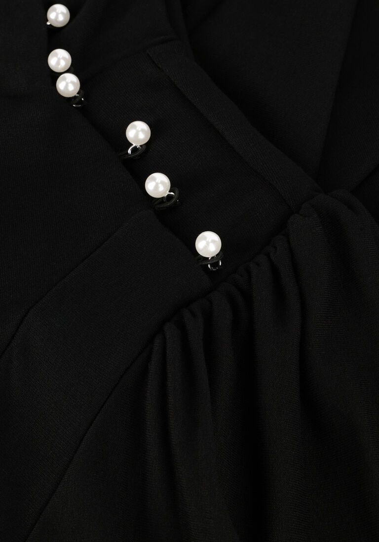 GESTUZ zwarte gestuz midi jurk rifagz button puff dress