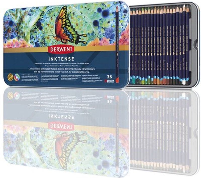 Derwent Inktense Potloden in blik 36 stuks