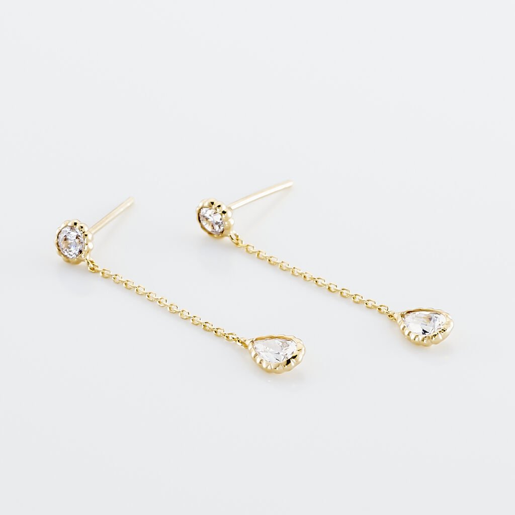 Boucles D'oreilles Pendantes Kadidja Or Jaune Oxyde De Zirconium