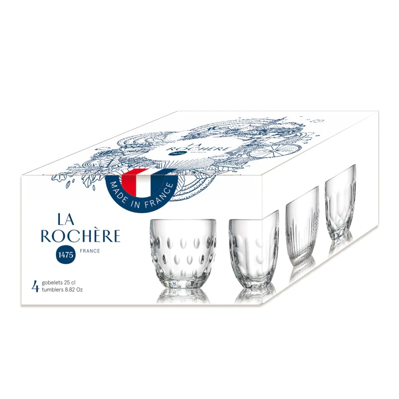 Coffret de 4 verres à eau, TROQUET La Rochère