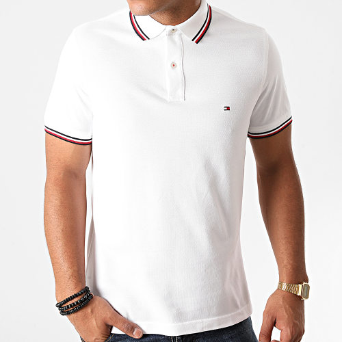 Polo Manches Courtes Core Tommy Tipped 3080 Blanc