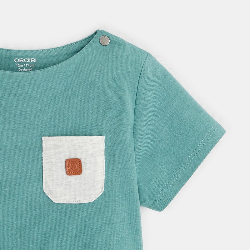 T-shirt jersey poche poitrine (lot de 3) vert bébé garçon