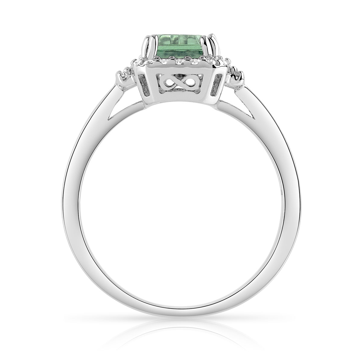 Bague argent 925 rectangulaire quartz imitation et zirconias