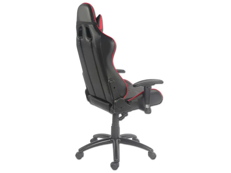 LC Power LC-GC-1 - Stol - ergonomisk - armstøtter - T-formet - drejeled - plastik, metal, PU-behandlet læder - sort/ rød