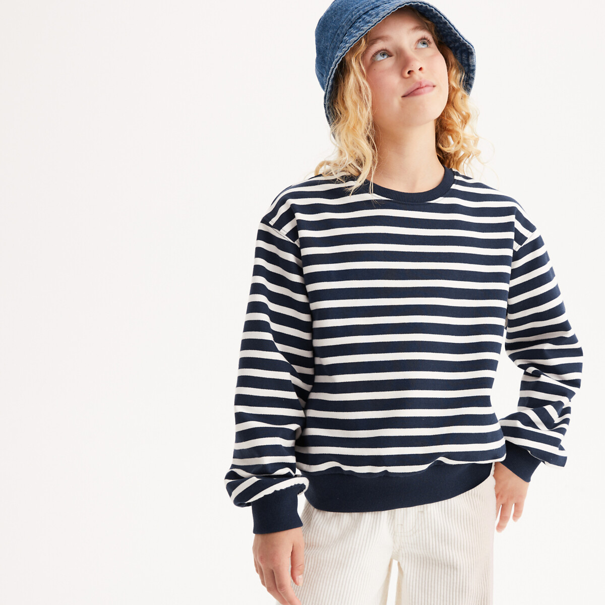 COLEÇÃO LA REDOUTE<br>Suéter listrado de gola redonda em fleece