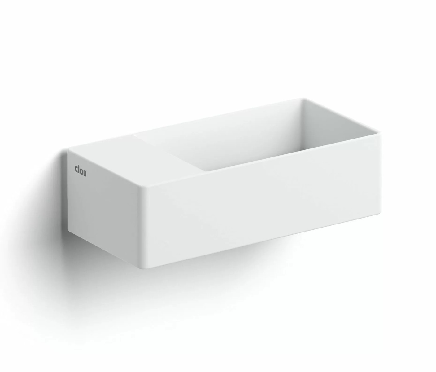 Clou New Flush 3 fontein solid surface 35cm met afvoerplaat links wit mat
