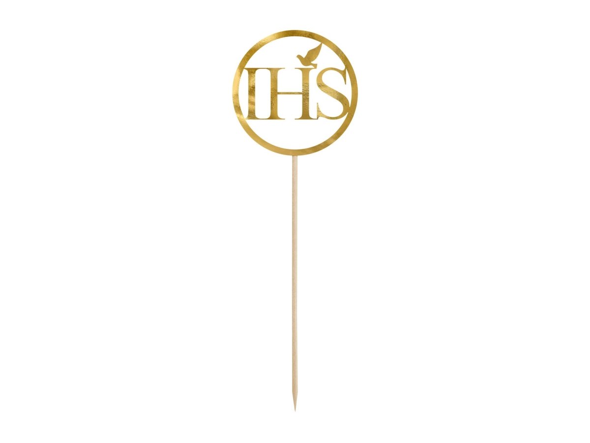 Taarttopper Communie IHS Goud 22cm