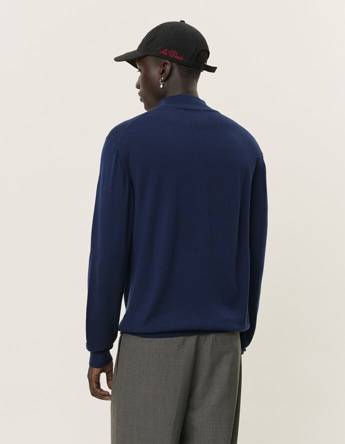Les Deux Greyson Half-Zip Merino Knit Navy
