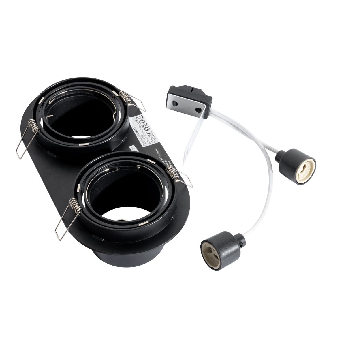 Afgeronde inbouwspot zwart GU10 70mm kantelbaar 2-lichts - Installa