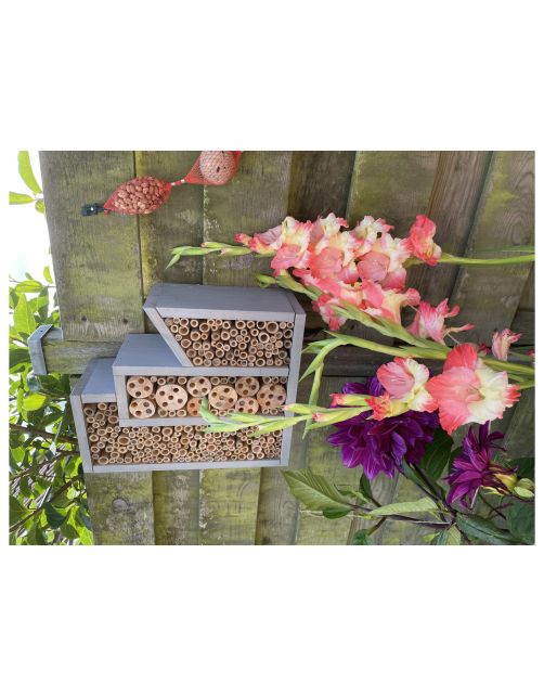 Trixie Bijenhotel 3-Delig - Nestkast - 30x12x35 cm Grijs