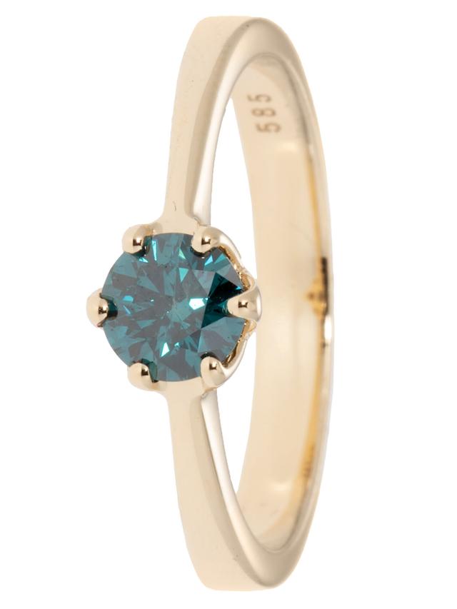 Krönchen-Ring, Brillant, blau, 0,50 ct., SI