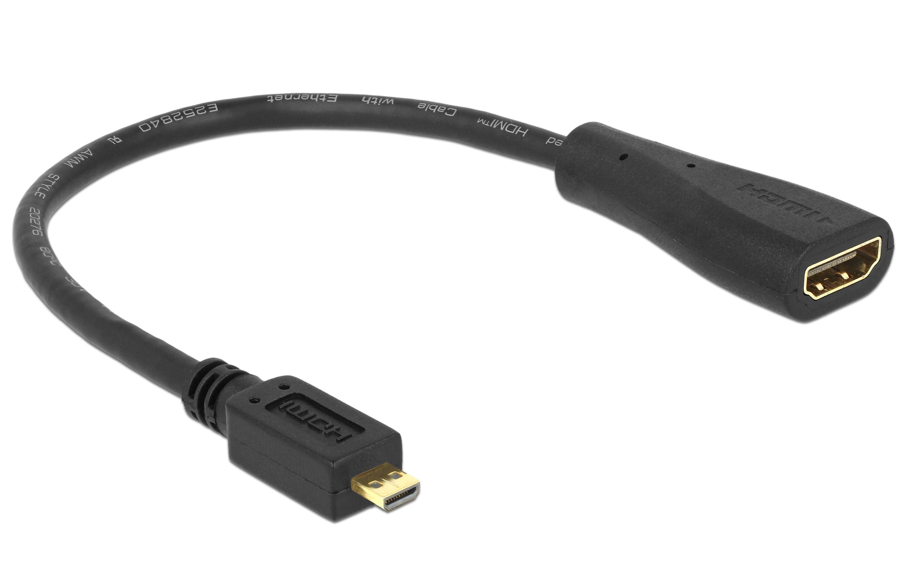Adapterkabel Micro-HDMI – HDMI, 23 cm SchwarzHDMI-Adapterkabel mit A- und Micro-D Anschluss
