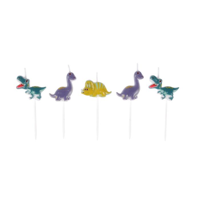 SET 5 BOUGIES PIC PLASTIQUE HAPPY DINO