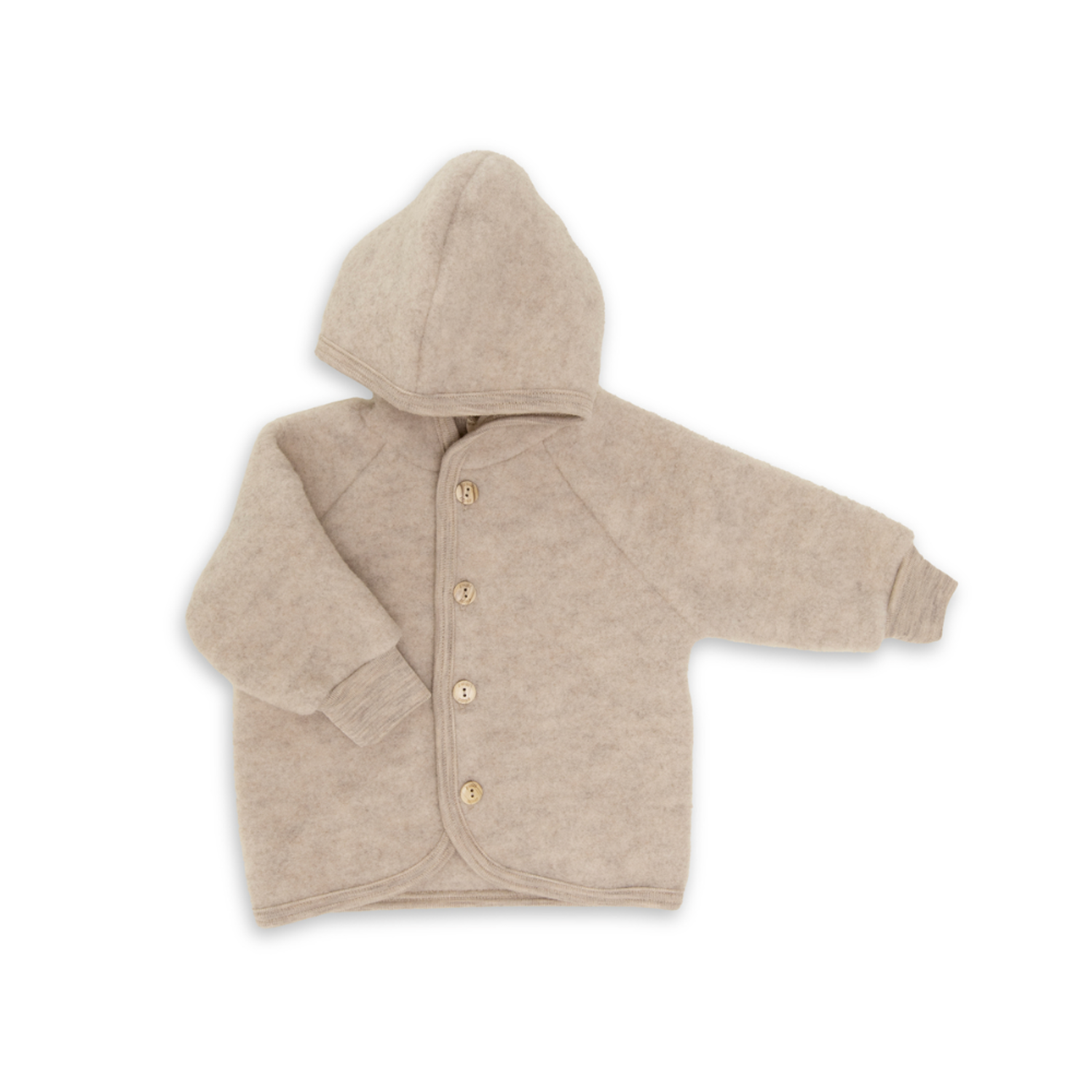 Engel | Hooded jacket with wooden buttons | Sand mélange