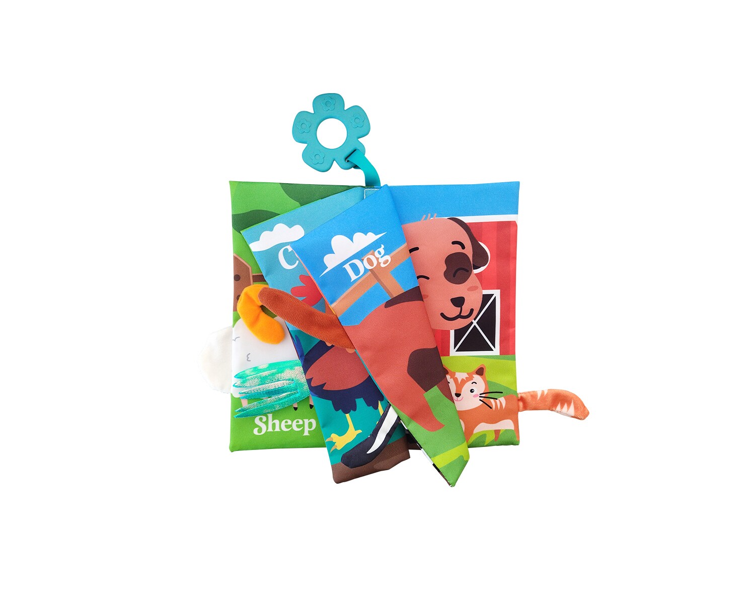 Kikkaboo Baby Stoffbuch Beißring 3D Tierschwänze, Knistergeräusche, 8 Seiten blau