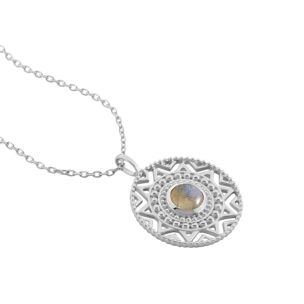 Collier Tokyo Argent Blanc Labradorite
