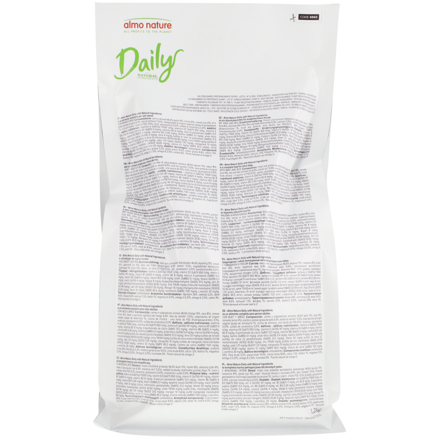 Almo Natural Daily Hunde Trockenfutter Rind & Reis