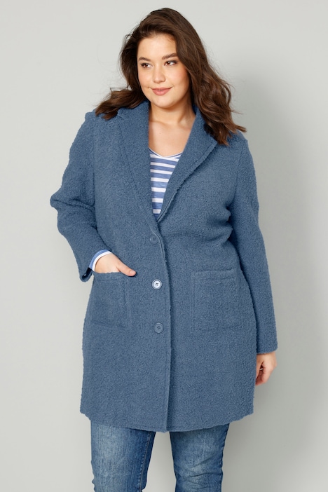 Kurzmantel, Straight Fit, Bouclé, Revers, Langarm