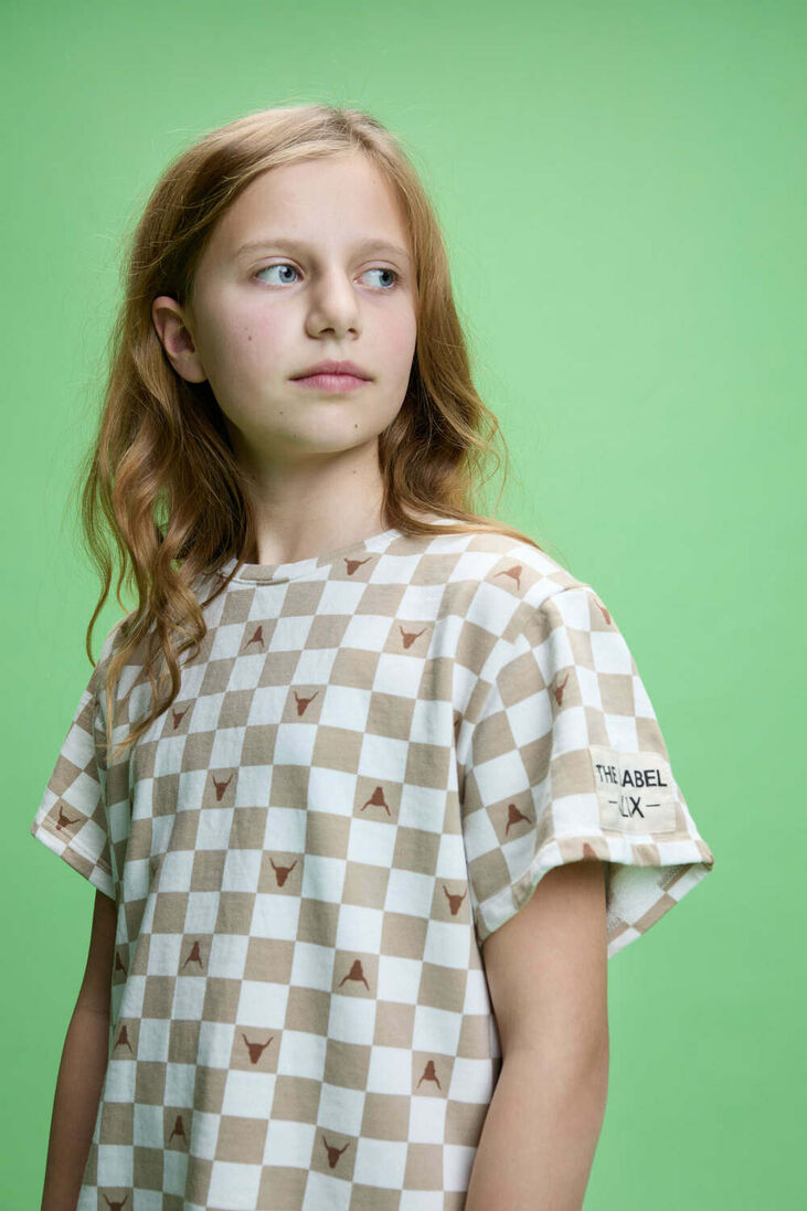 ALIX MINI zand alix mini t-shirt knitted blocks t-shirt