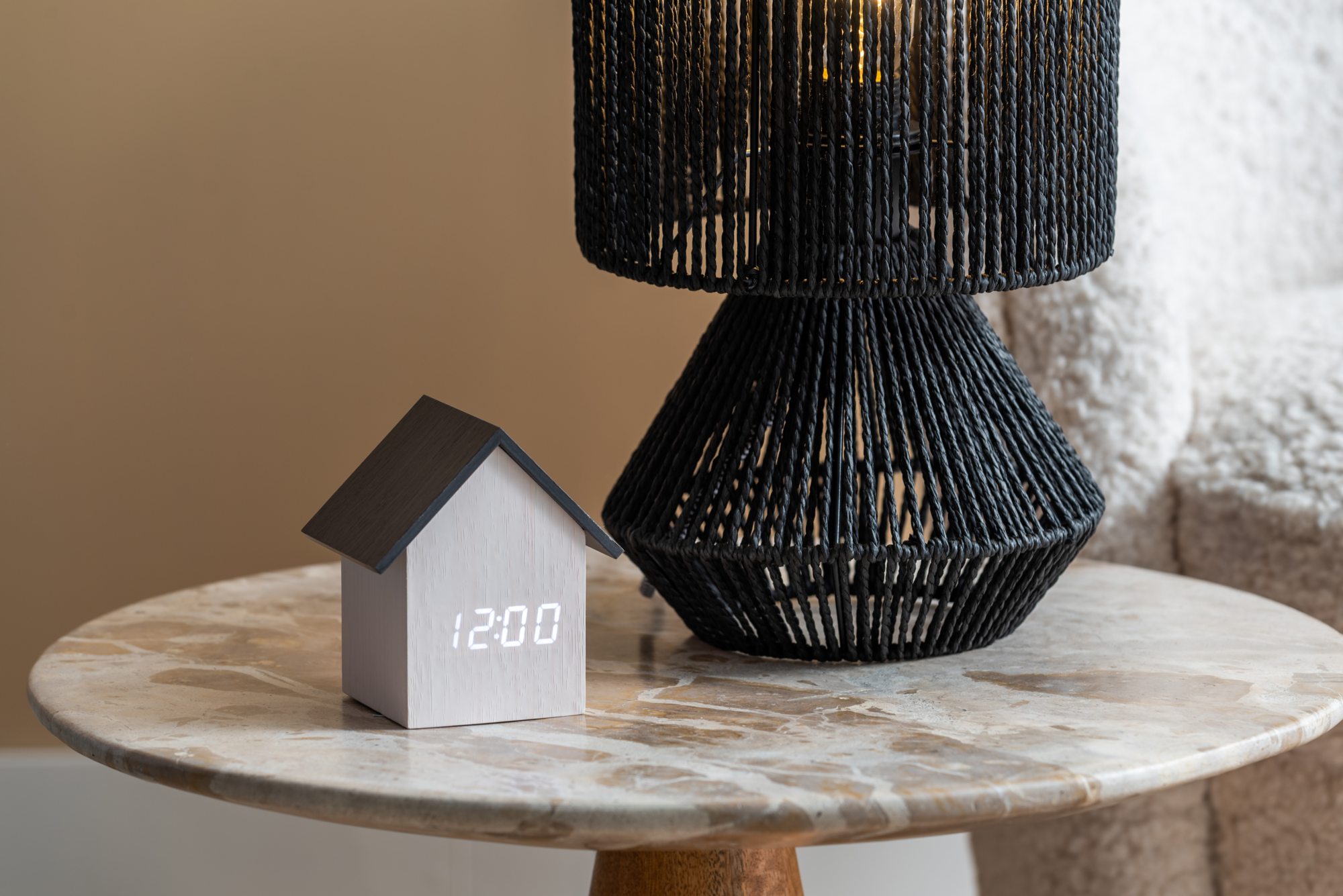 Alarm clock House LED dark wood veneer