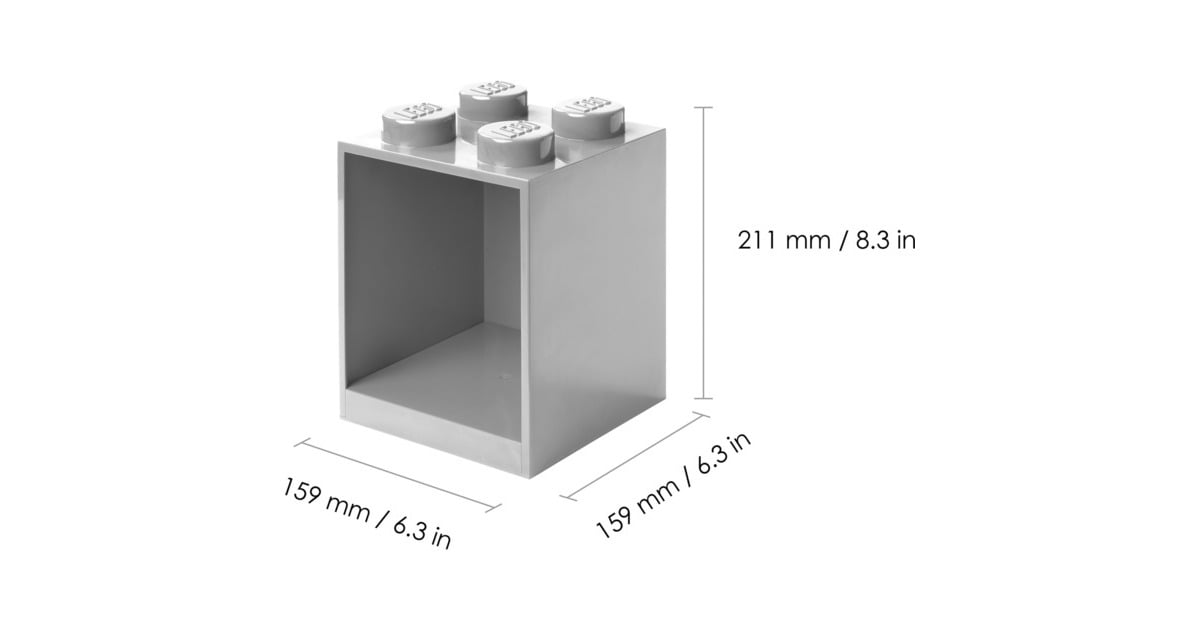 Room CopenhagenLEGO Brick Shelf Set, 4 + 8 noppen wandschap  (Lichtgrijs)