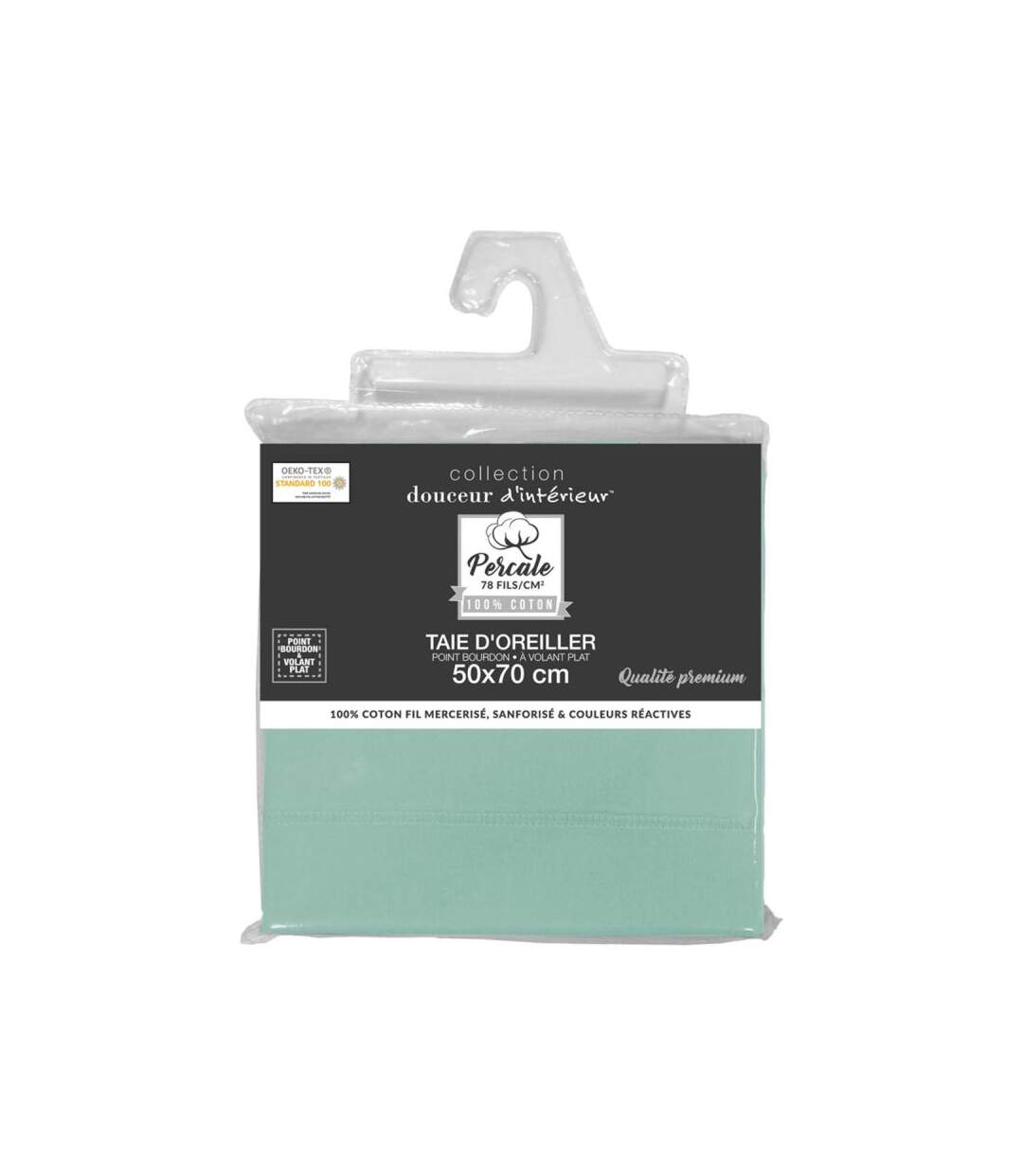 Taie d'Oreiller Percaline 50x70cm Sauge