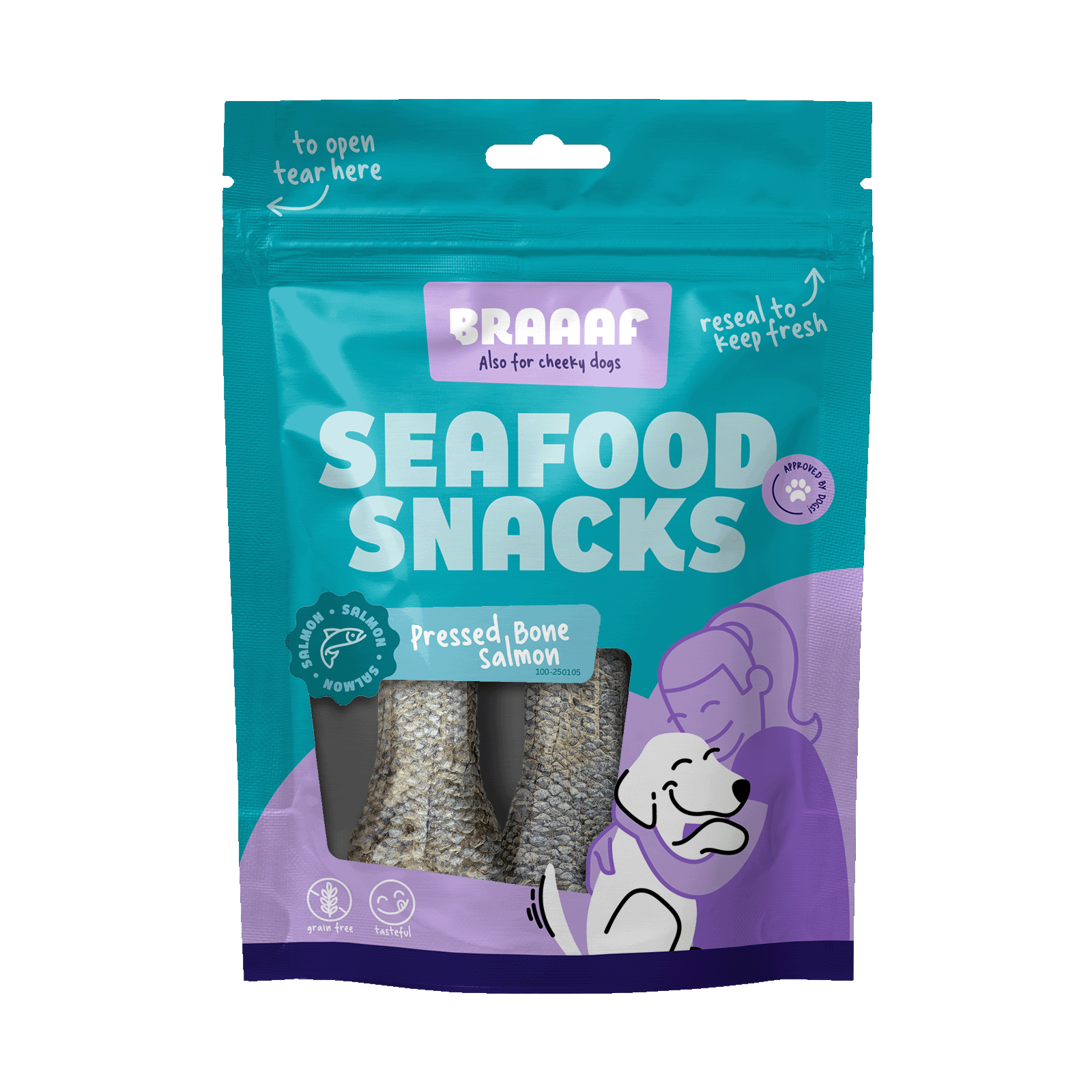 Braaaf Vissnack Geperste Zalmhuid - Hondensnack - 2 Stuks - zalm