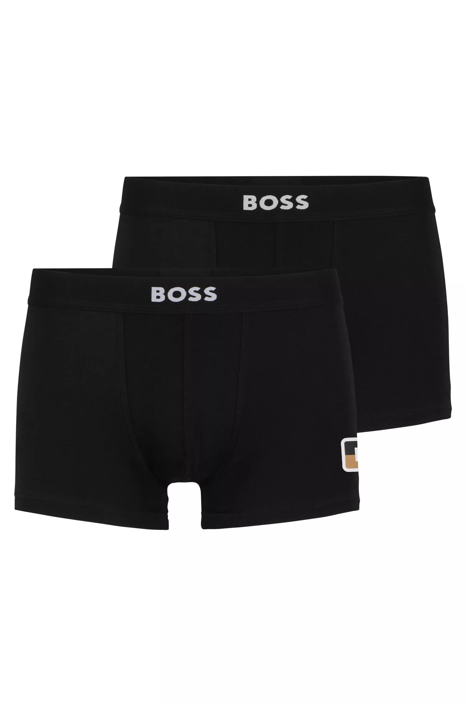 BOSS Preto - Pacote com duas cuecas boxer de algodão elástico com cós com logotipo.