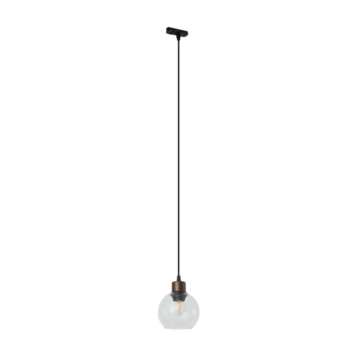 Moderne hanglamp brons met helder glas voor railsysteem 1-fase - Iconic Lava