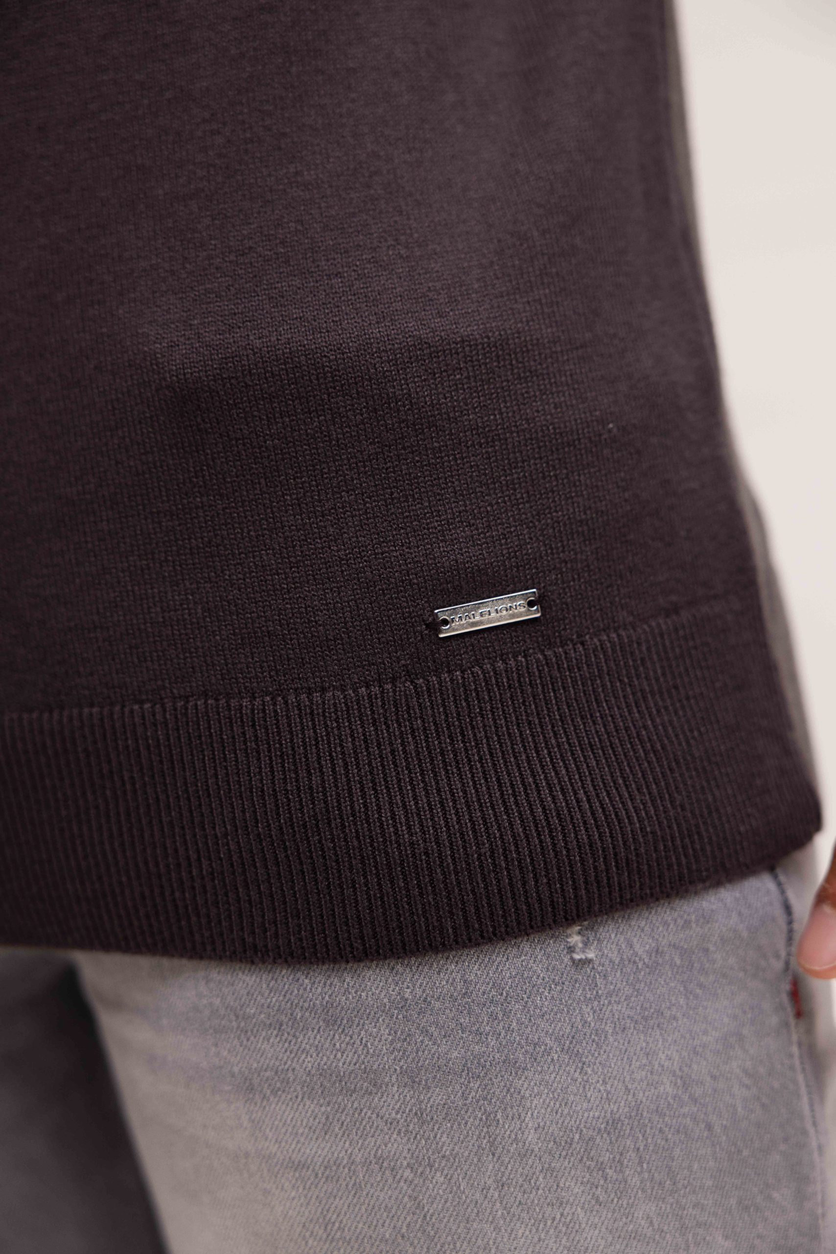 Malelions Knitted Longsleeve Polo Heren Bruin