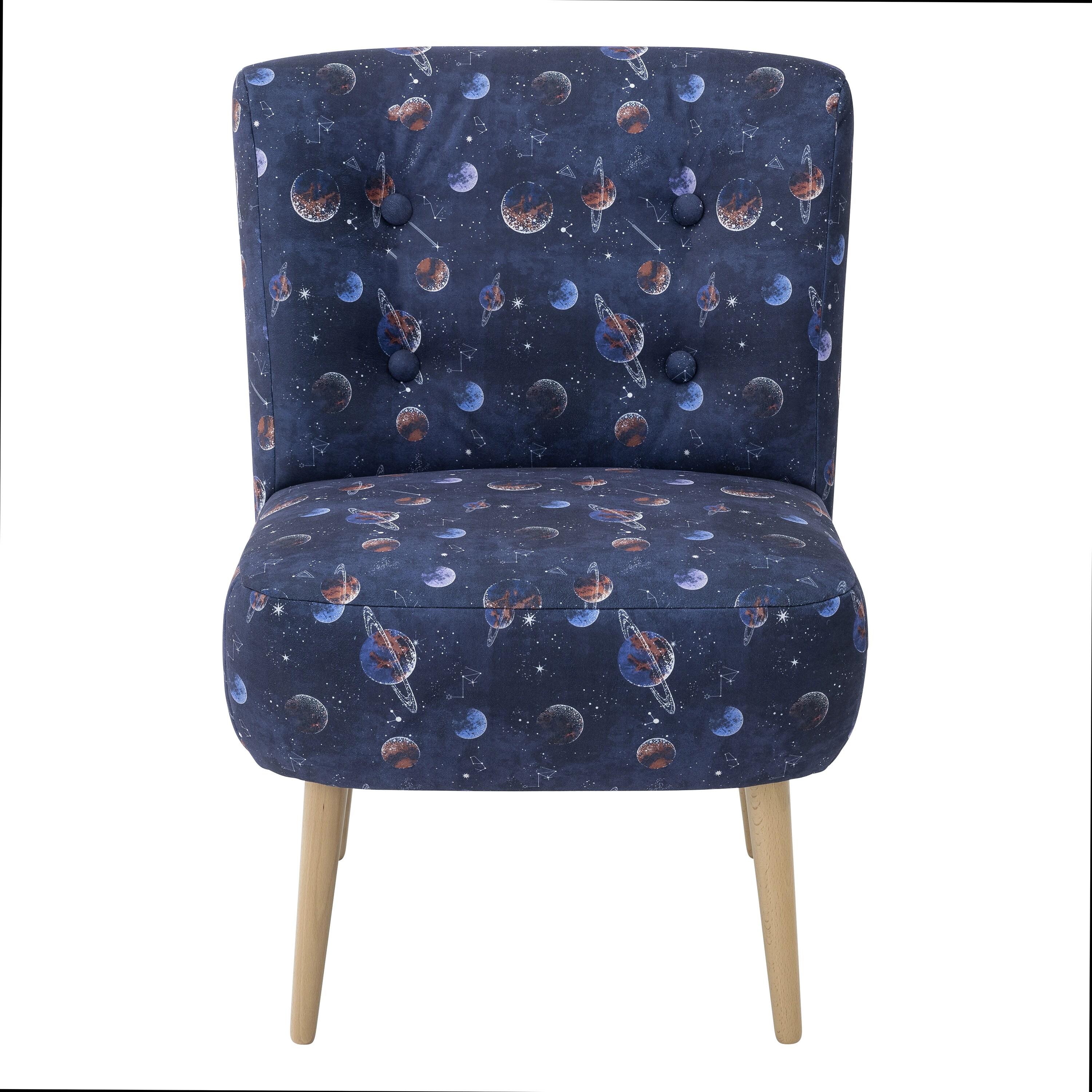 lovingHome® Sessel Fiola Weltraum-Motiv Polstersessel Stuhl Relaxsessel Füße Buche natur mittlere Sitzhärte