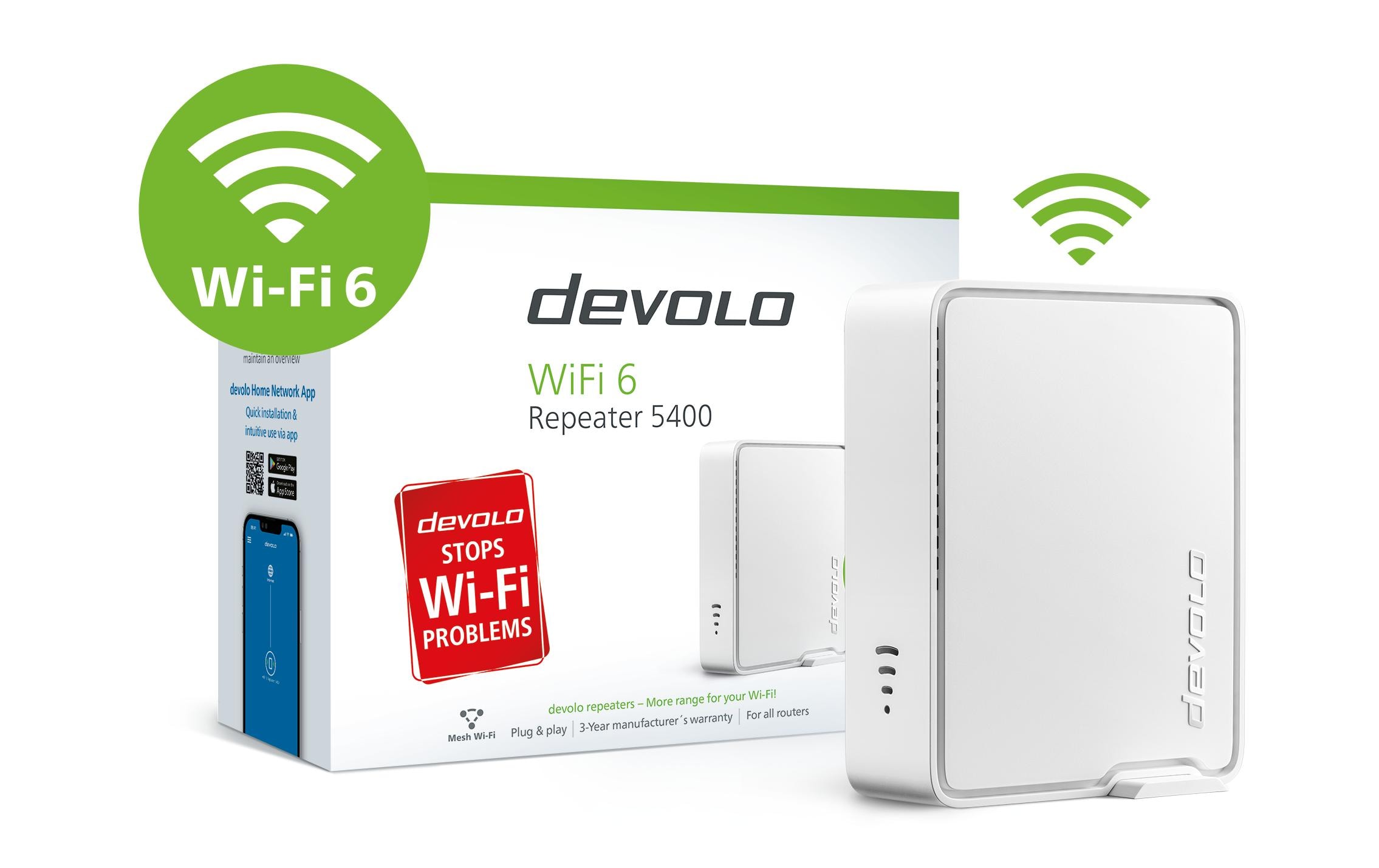 WiFi 6 Repeater 5400<br>Einfach schneller: Der leistungsstarke Repeater mit Wi-Fi 6 und Mesh-WLAN