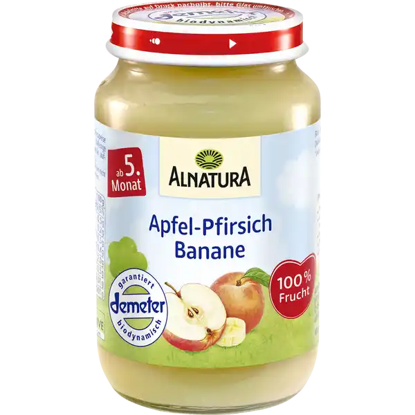 Apfel-Pfirsich-Banane Zwischenmahlzeit
