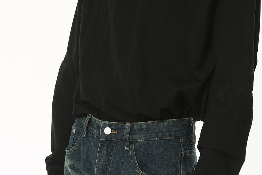 FAERIS - Mid Rise Washed Flared Jeans
