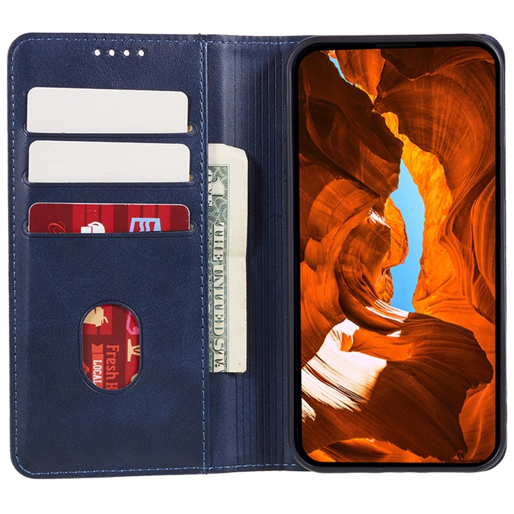 iPhone 16e Leder Tasche Flip Cover mit Kartenfächer im Vintage Look - Blau