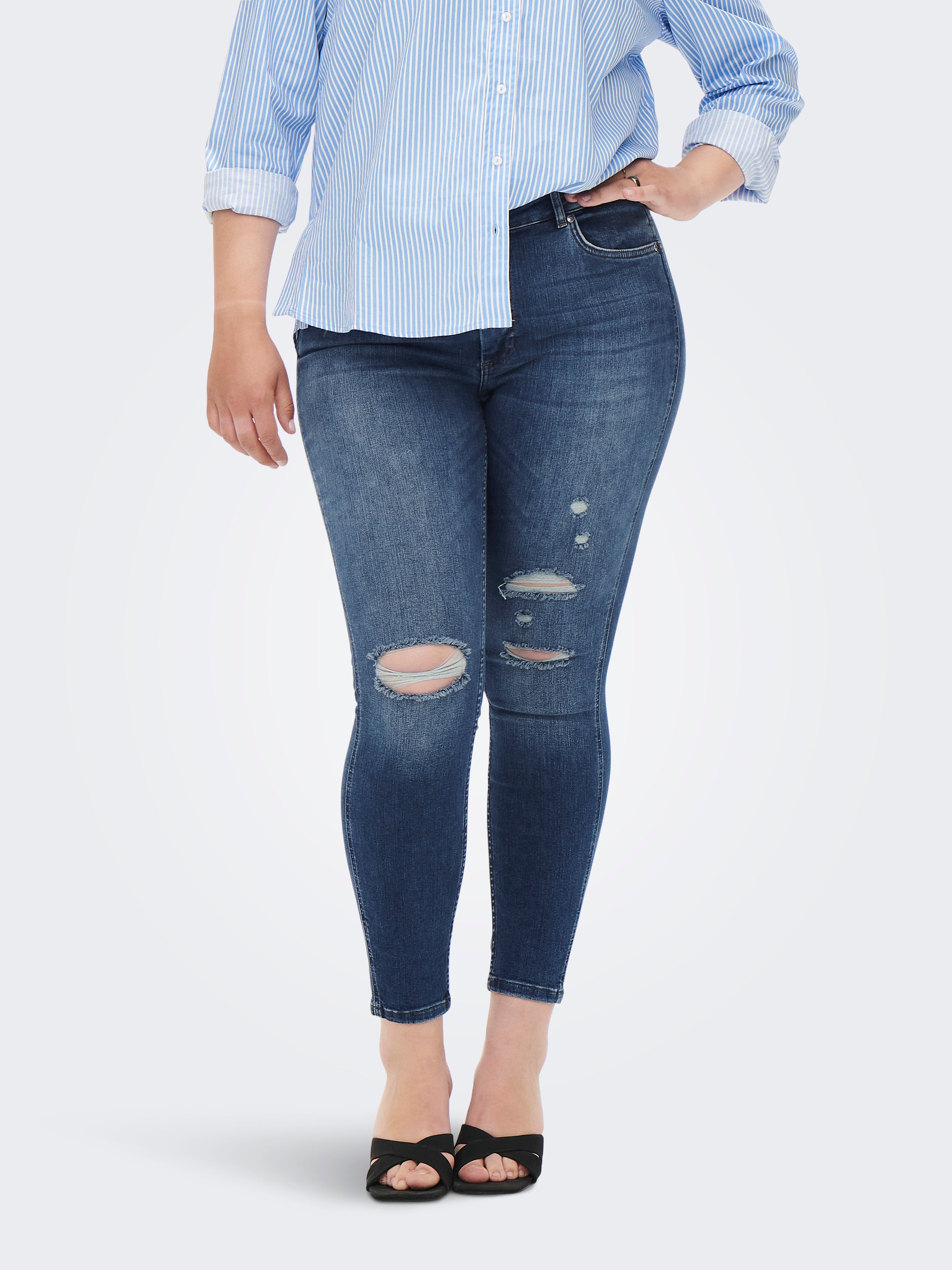 CARBOBBI Skinny Fit Jeans Medium Blue Denim