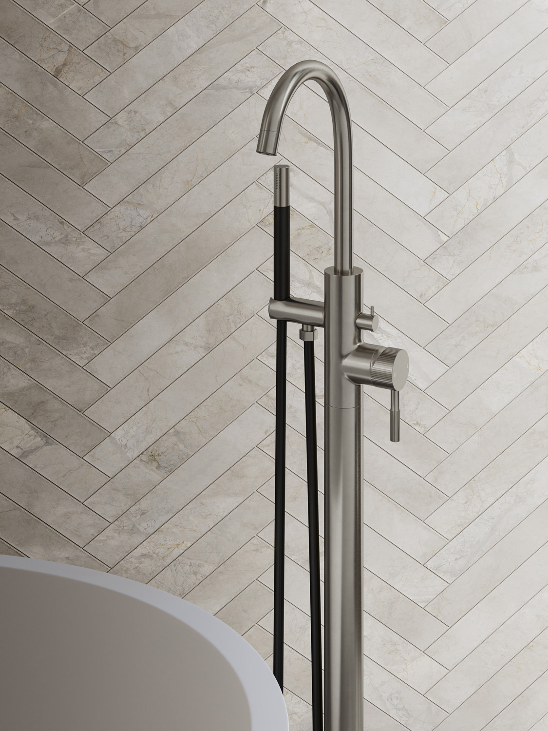 Saniclear Exclusive Stripes Pro vrijstaande badkraan RVS