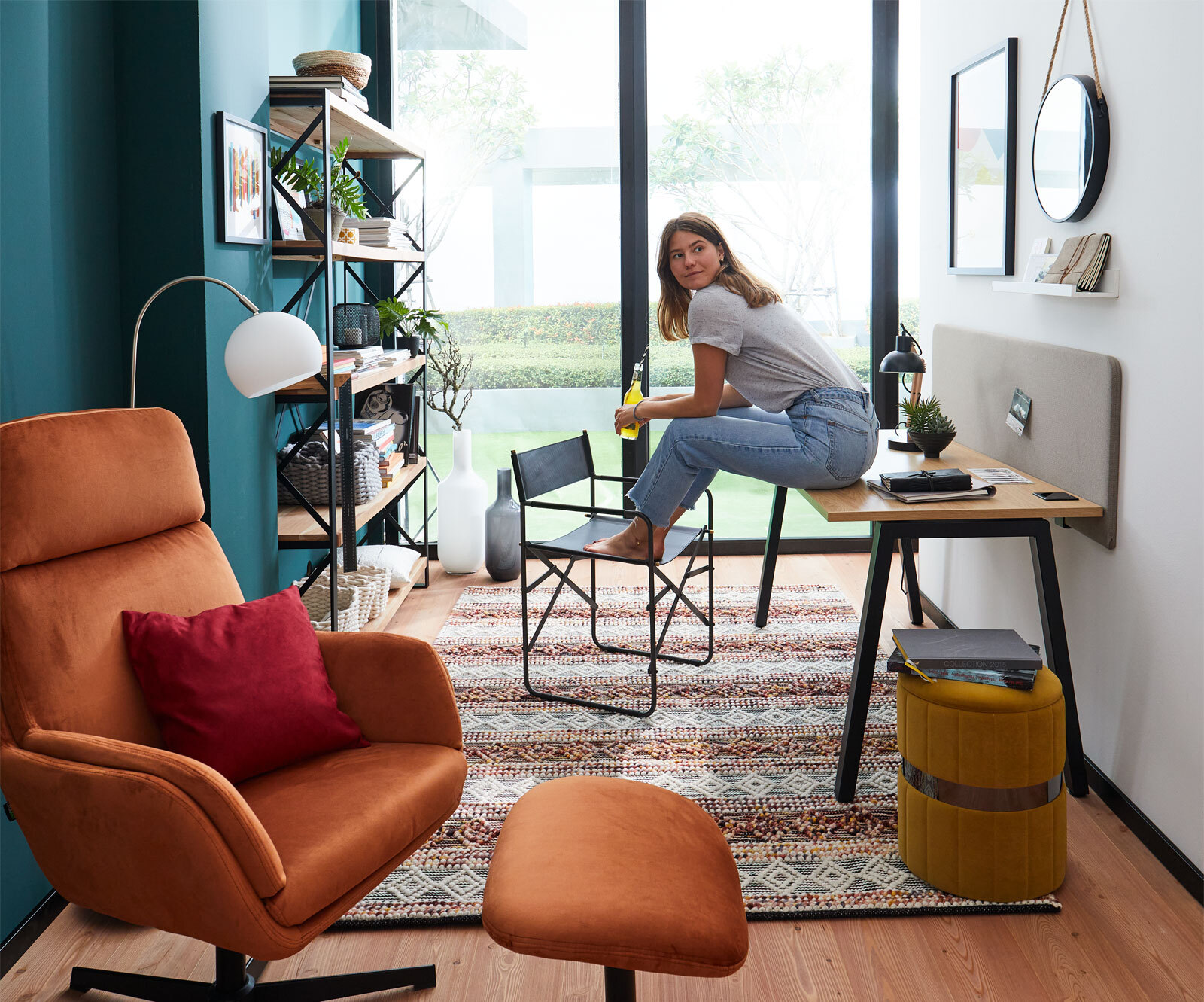 INTERhome Regal UPTOWN 150 x 190 cm Akazie massiv/ schwarz