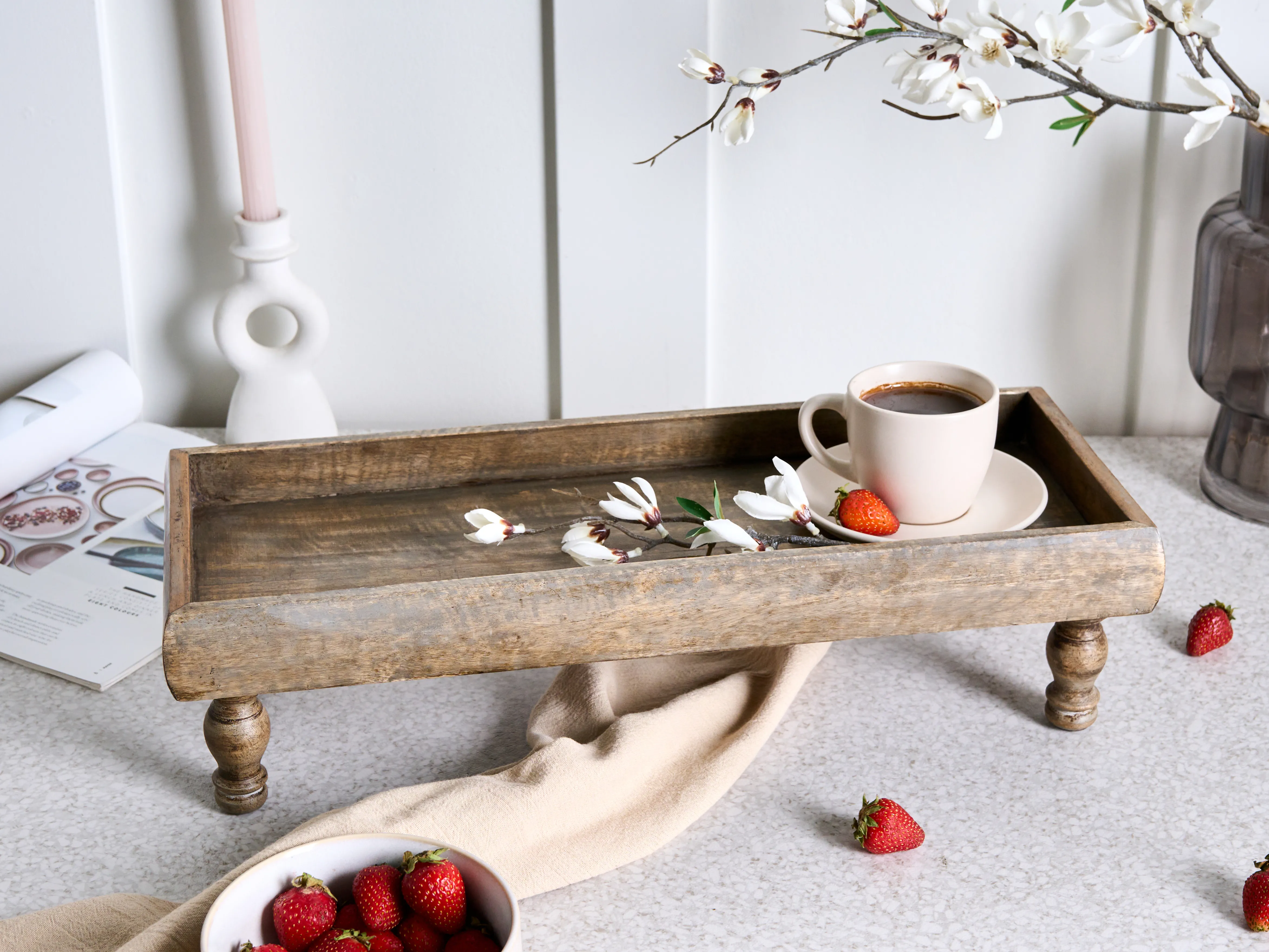 Decoratief dienblad DAMIETTA Mangohout Bruin