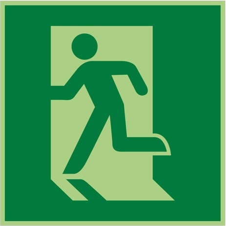 Panneau évacuation - Sortie de Secours gauche - E001 - ISO 7010