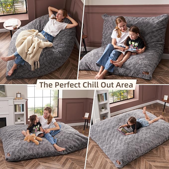HABUTWAY 3 in 1 Bean Bag Chair, Memory Foam Bean Bag Chair, Convertible Bean Bag Chair with Machine Washable Cover, Giant Bean Bag Chairs for Adult
