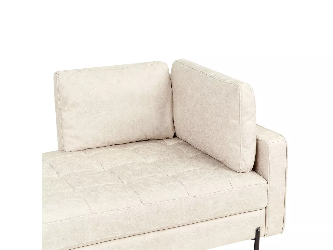 Chaise longue côté droit en cuir PU beige clair REBAIS