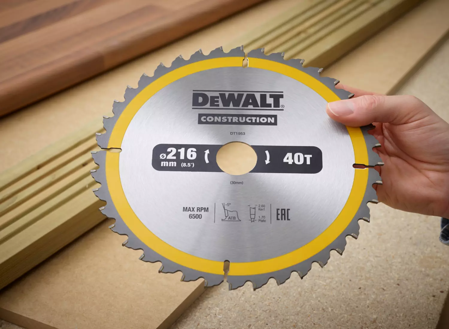 DeWALT DT1953 Construction Cirkelzaagblad - 216 x 30 x 40T - Hout (Met nagels)