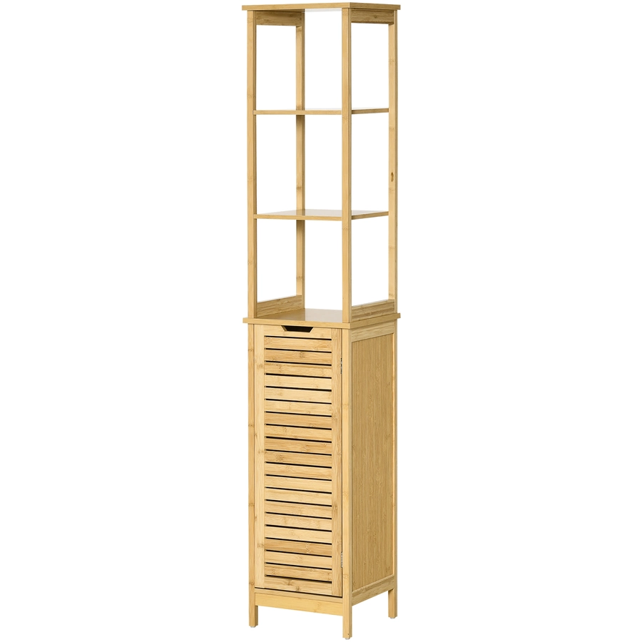 kleankin Badezimmerschrank mit 3 Ablagen natur