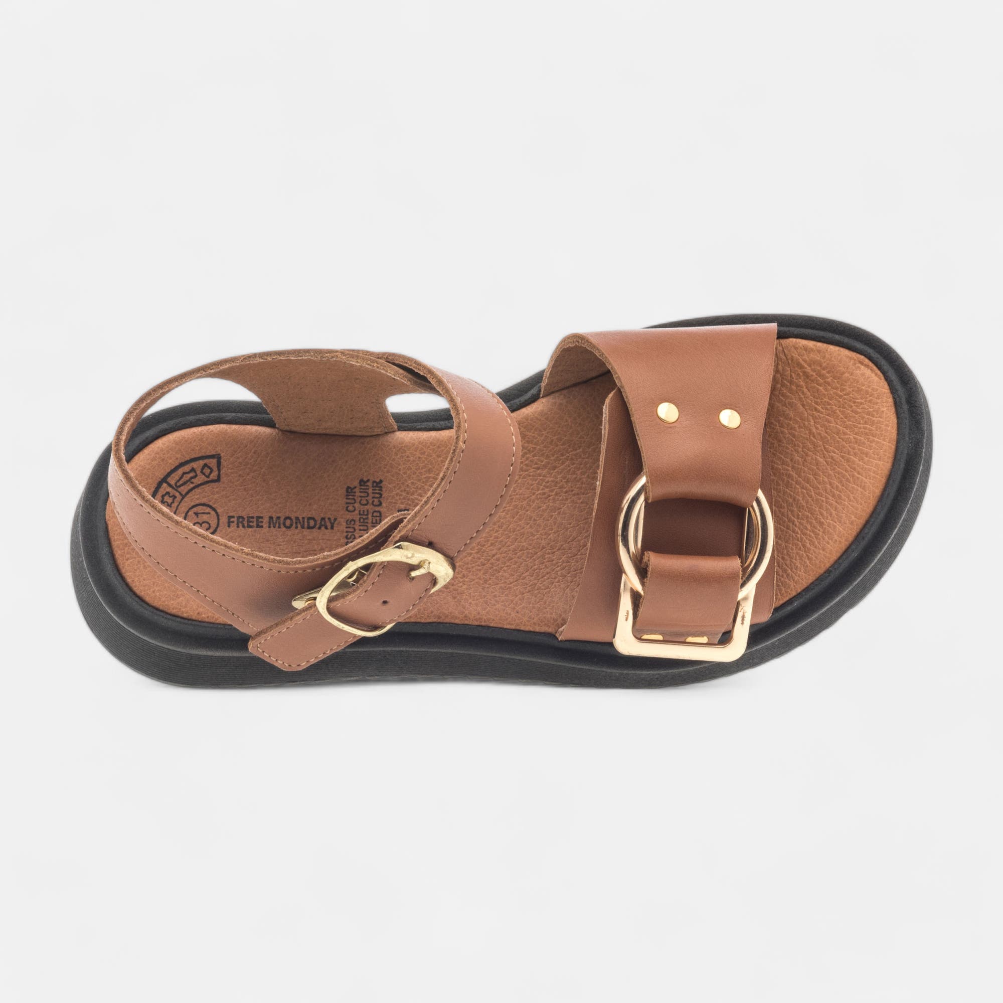Sandales Fille en cuir cognac