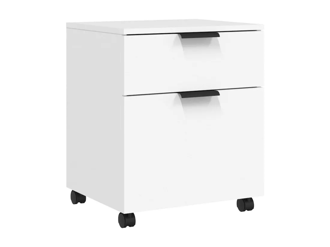 Classeur mobile avec roues Blanc 45x38x54 cm Bois d'ingénierie